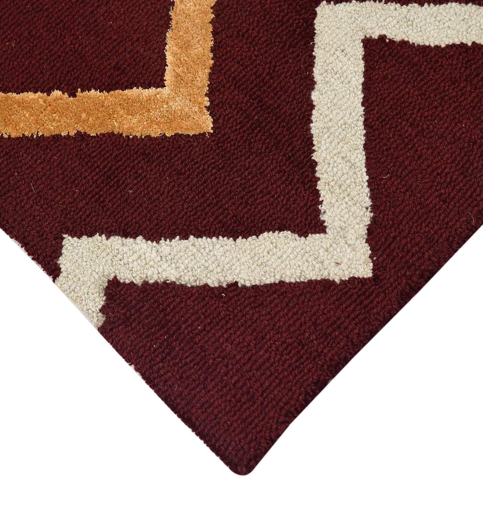 RED BERRY Wool & Viscose Canyan 5x8 Feet Hand-Tufted Carpet - Rug - Ouch Cart