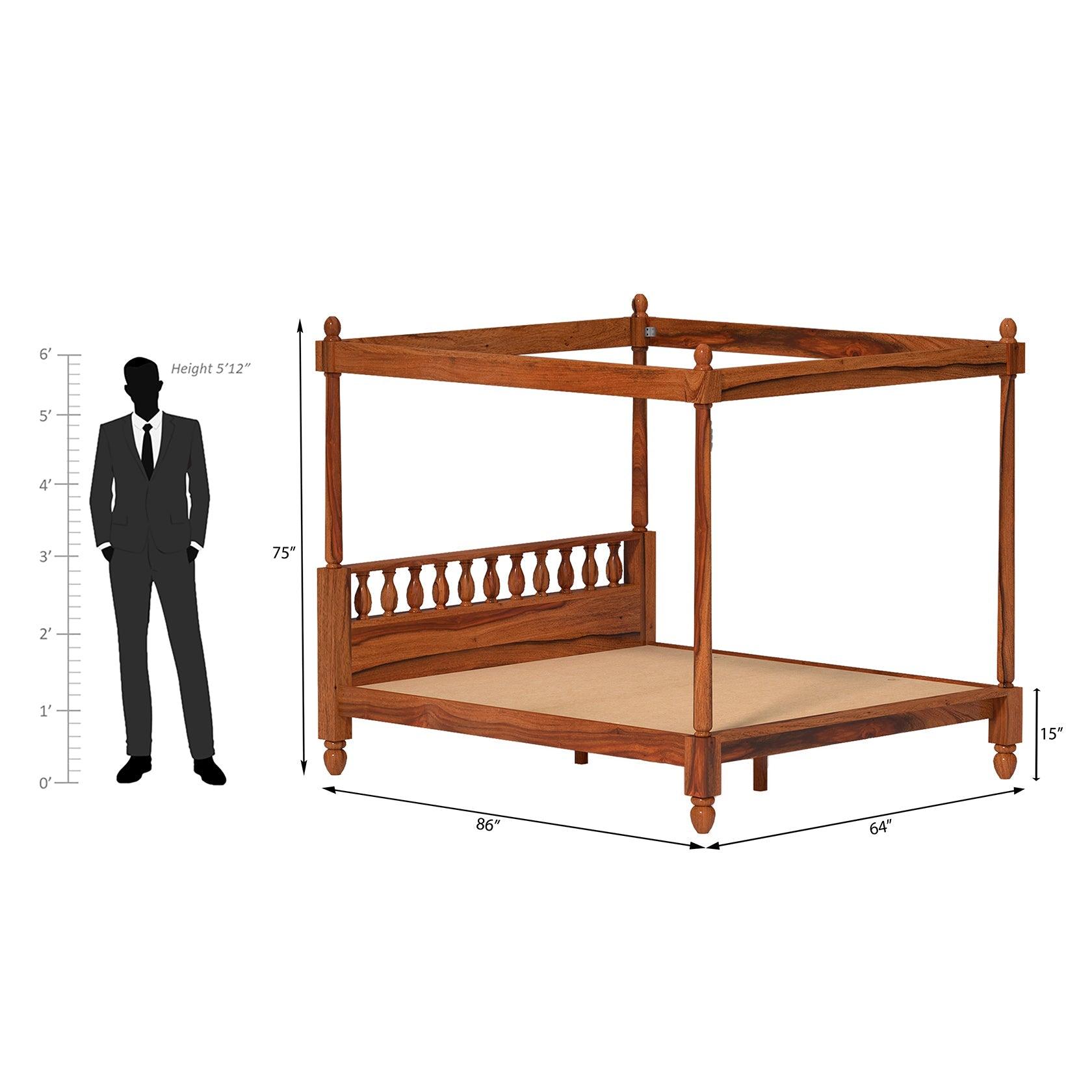 Dreamer Sheesham Wood Bed without Storage in Maharani Color - Ouch Cart