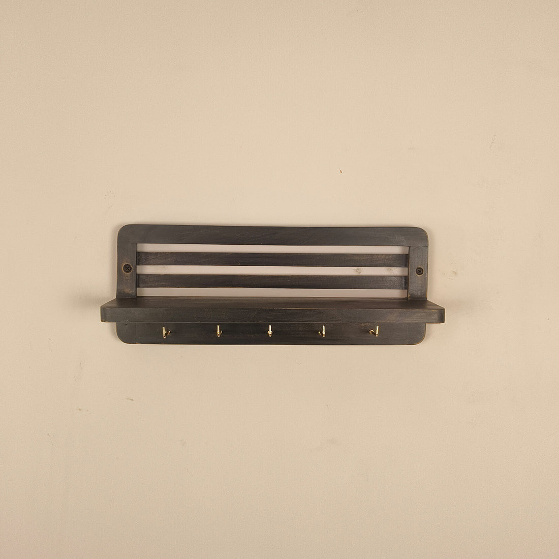 REGUS Wooden Wall Shelf Organiser with Key Holders- OUCH CART | Wall hanging