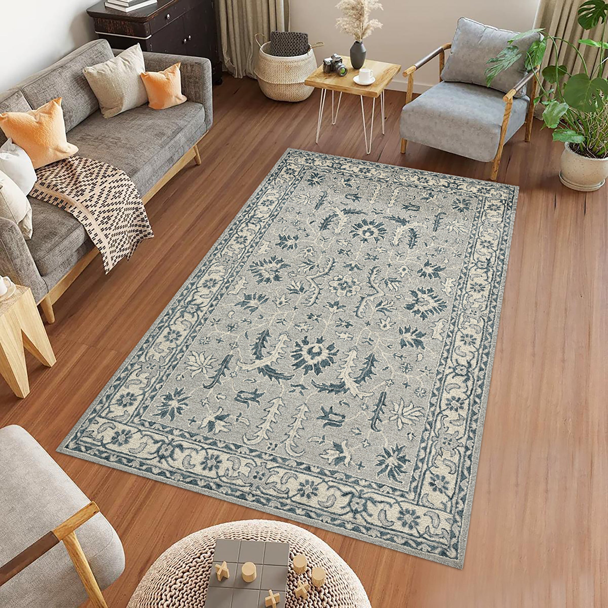 Saraswati Global Rug, Premium Wool Area Rug, 5x8 Feet, Luxury Rug, Ideal for Bedroom, Living Room, and Dining Room, Kids Room, Office Rug, Anti-Skid & Anti Slip Backing Carpet.