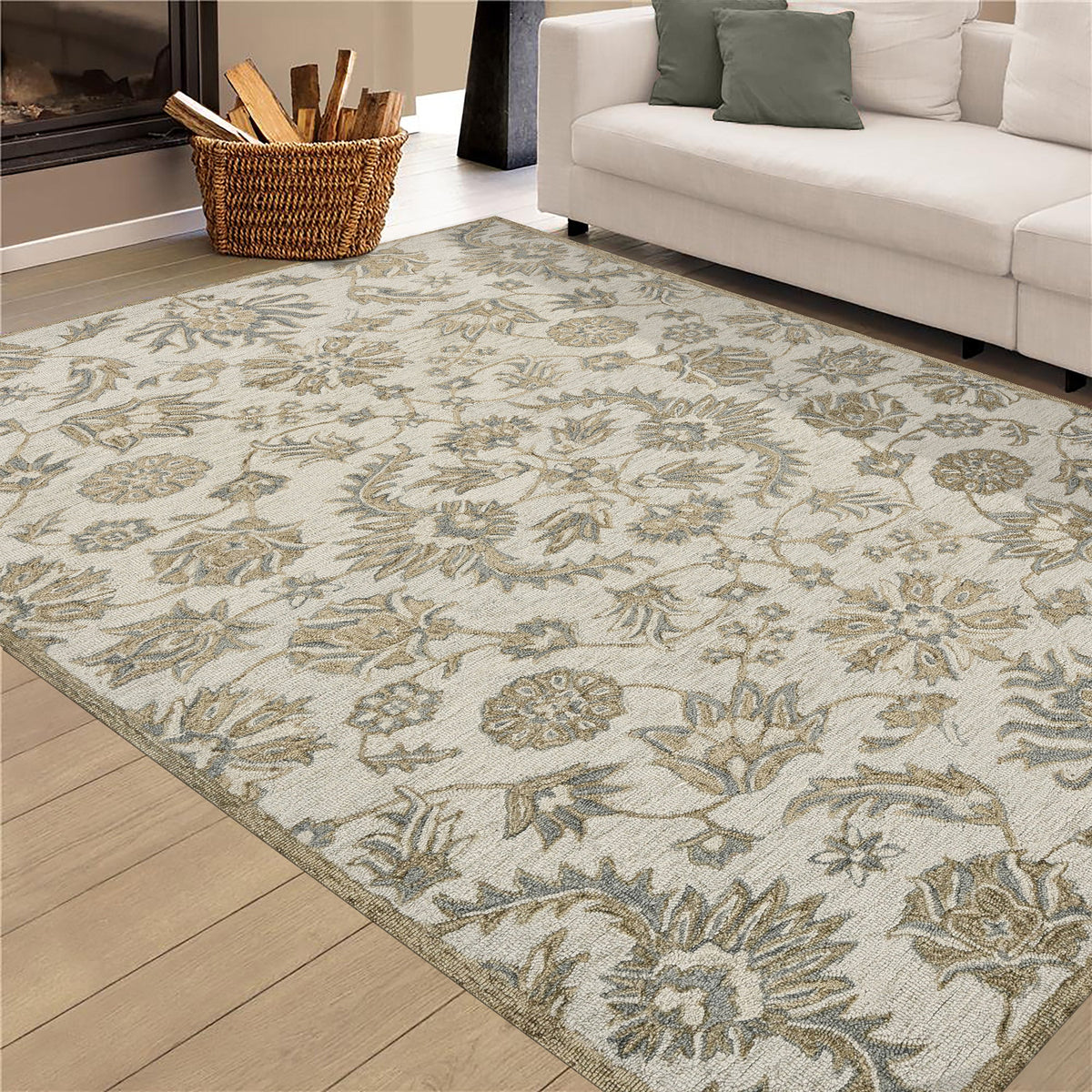 Saraswati Global Rug Luxury Handcrafted Area Rug - 8x10, Premium New Zealand Wool, Anti-Skid & Anti Slip Cotton Backing Carpet , Ideal for Bedroom, Living Room, and Dining Room, Kids Room, Office Saraswati Global