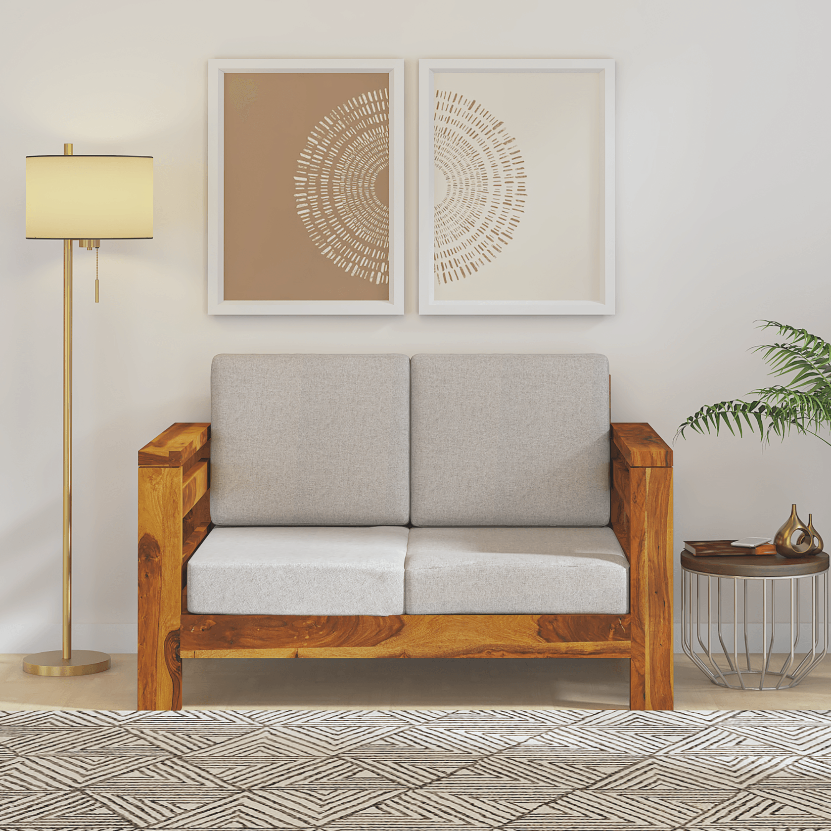 Eirini Elegance Sheesham Wood sofa In Light Honey Color - Ouch Cart