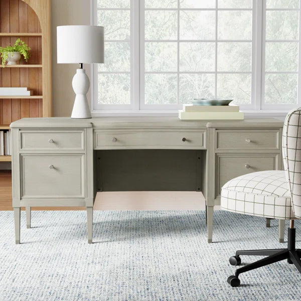 Ouch Cart Champagne Finish Executive Desk with Storage and File Drawer