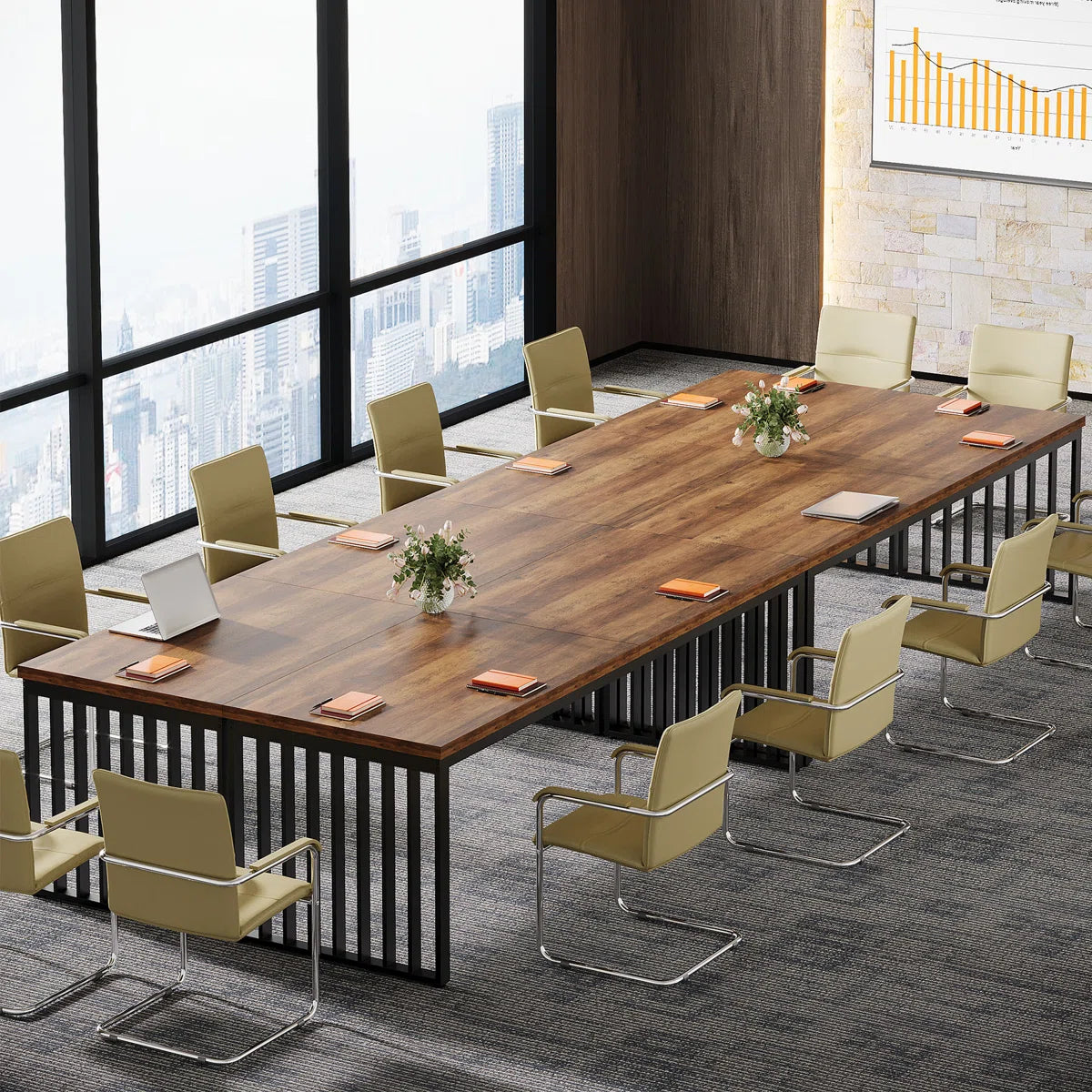 Reidy 78.7" Conference Table with Metal Legs for 4-6 People