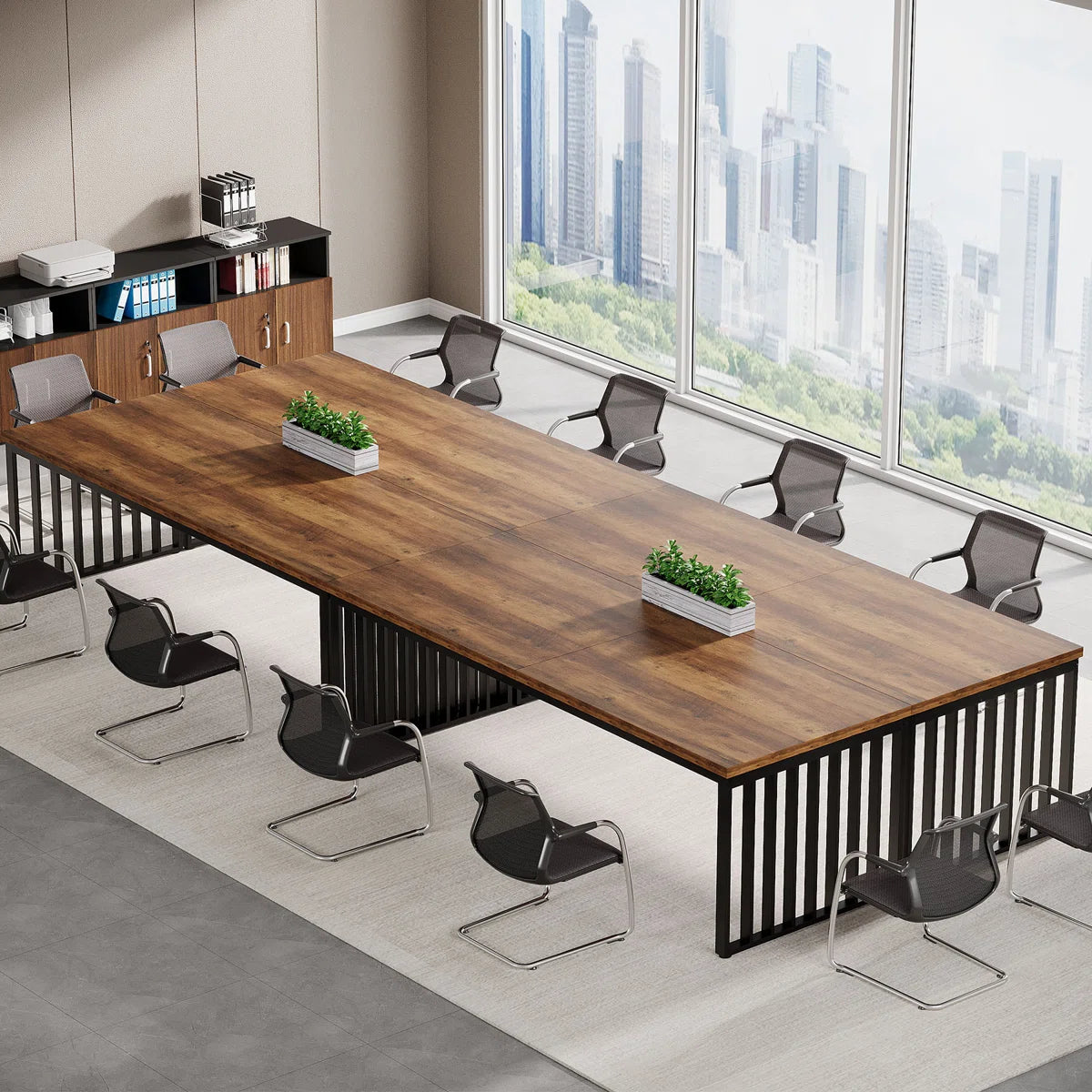 Reidy 78.7" Conference Table with Metal Legs for 4-6 People