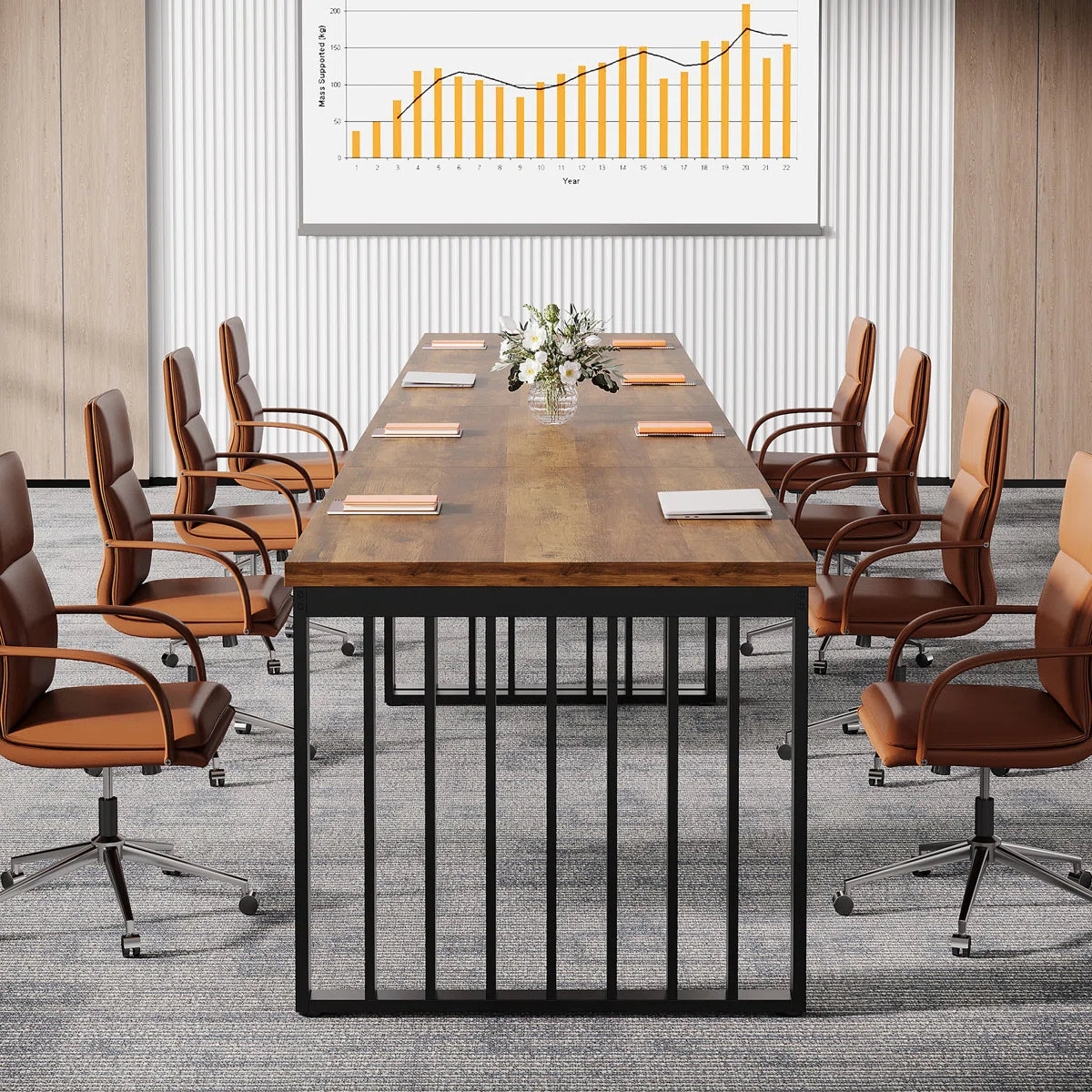 Reidy 78.7" Conference Table with Metal Legs for 4-6 People