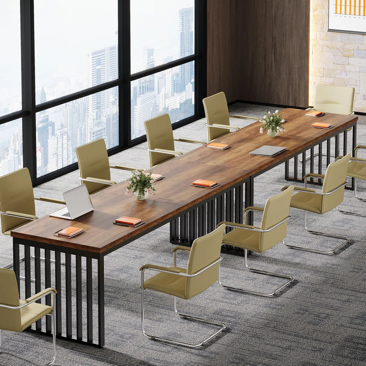 Reidy 78.7" Conference Table with Metal Legs for 4-6 People