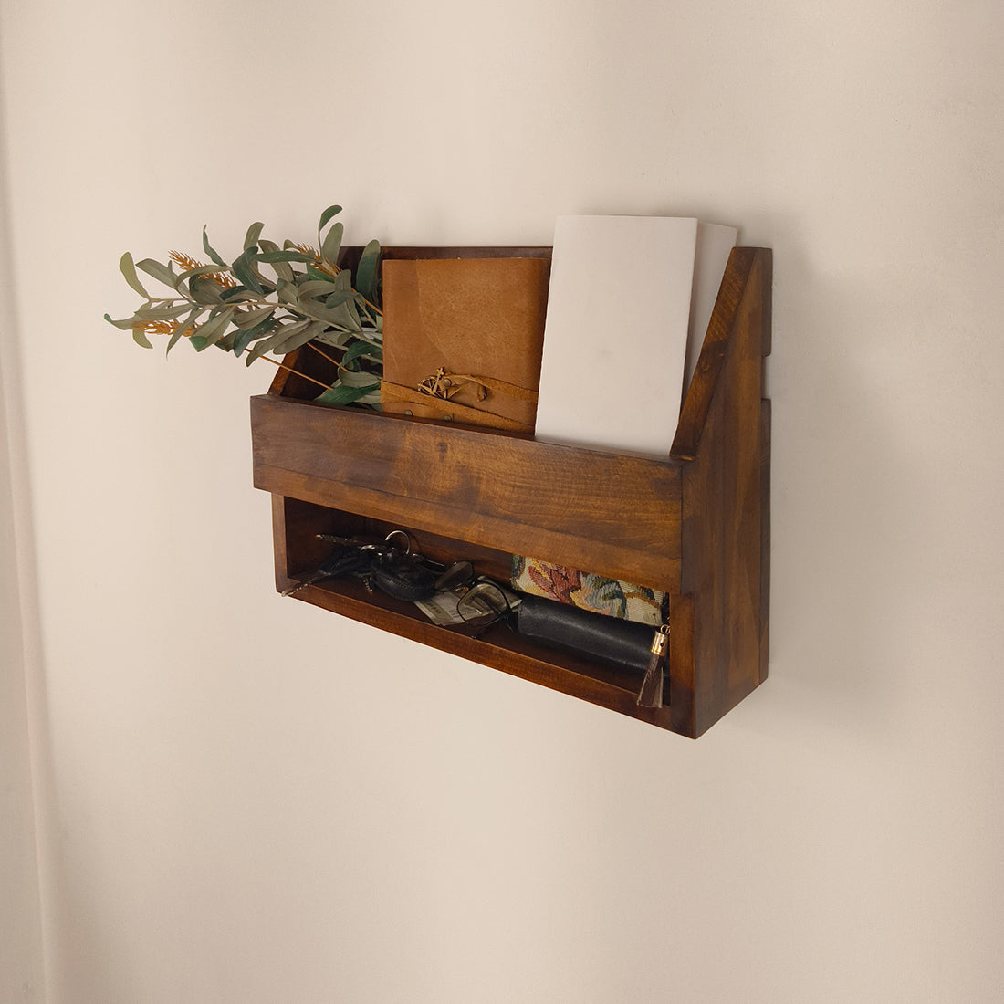 Riverdale Wooden Wall Shelf Organiser with Key Holders | OUCH CART| wall hangings