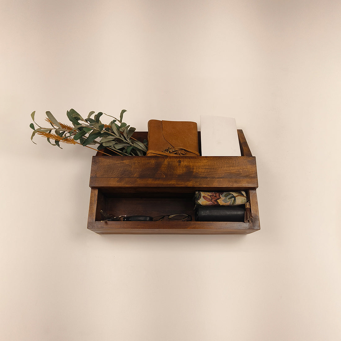 Riverdale Wooden Wall Shelf Organiser with Key Holders
