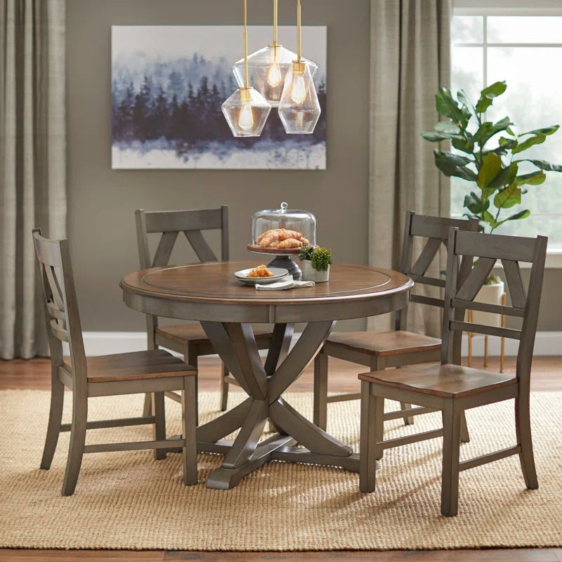 5 - Piece Solid Wood Pedestal Dining Set