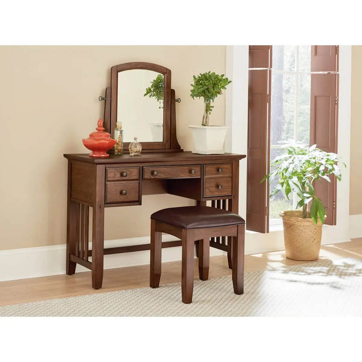 Romo Vanity Set โ Luxury Makeup Table with Mirror and Storage for Bedroom-OUCH CART |Dressing table