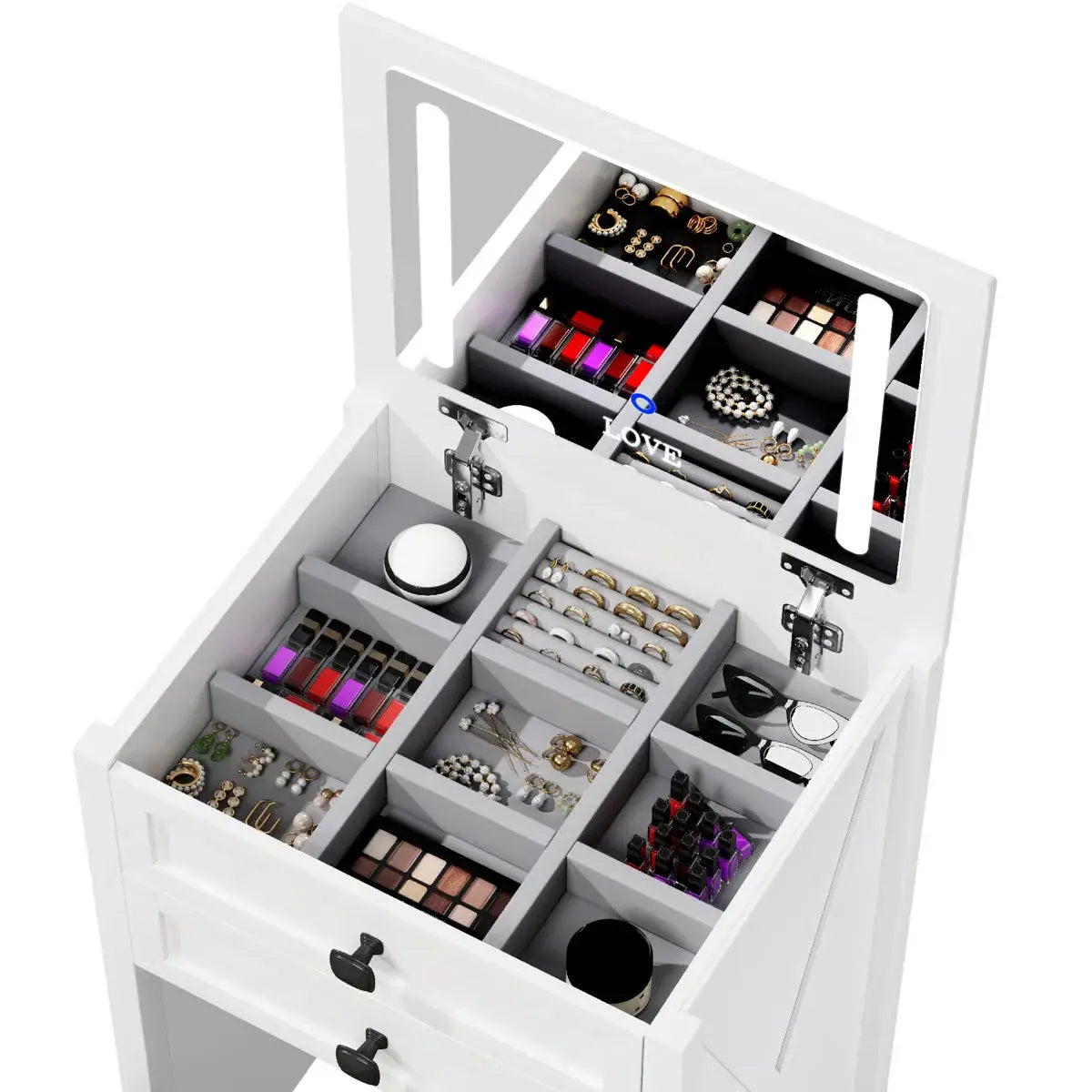 Rozelle Modern Vanity Table for Bedroom with Storage and Mirror
