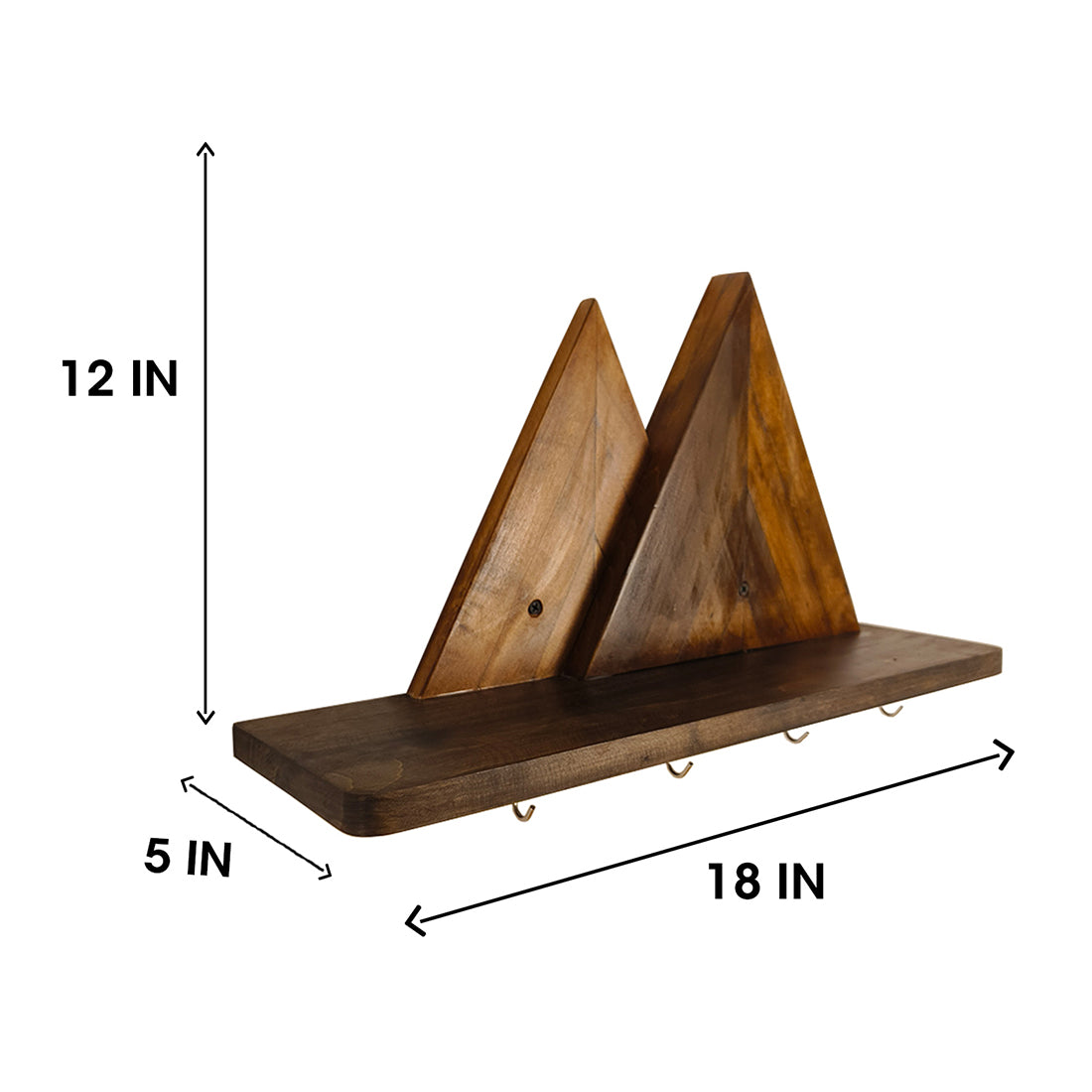 SOLITAIRE Wooden Wall Shelf Organiser with Key Holders -OUCH CART | Wall hanging