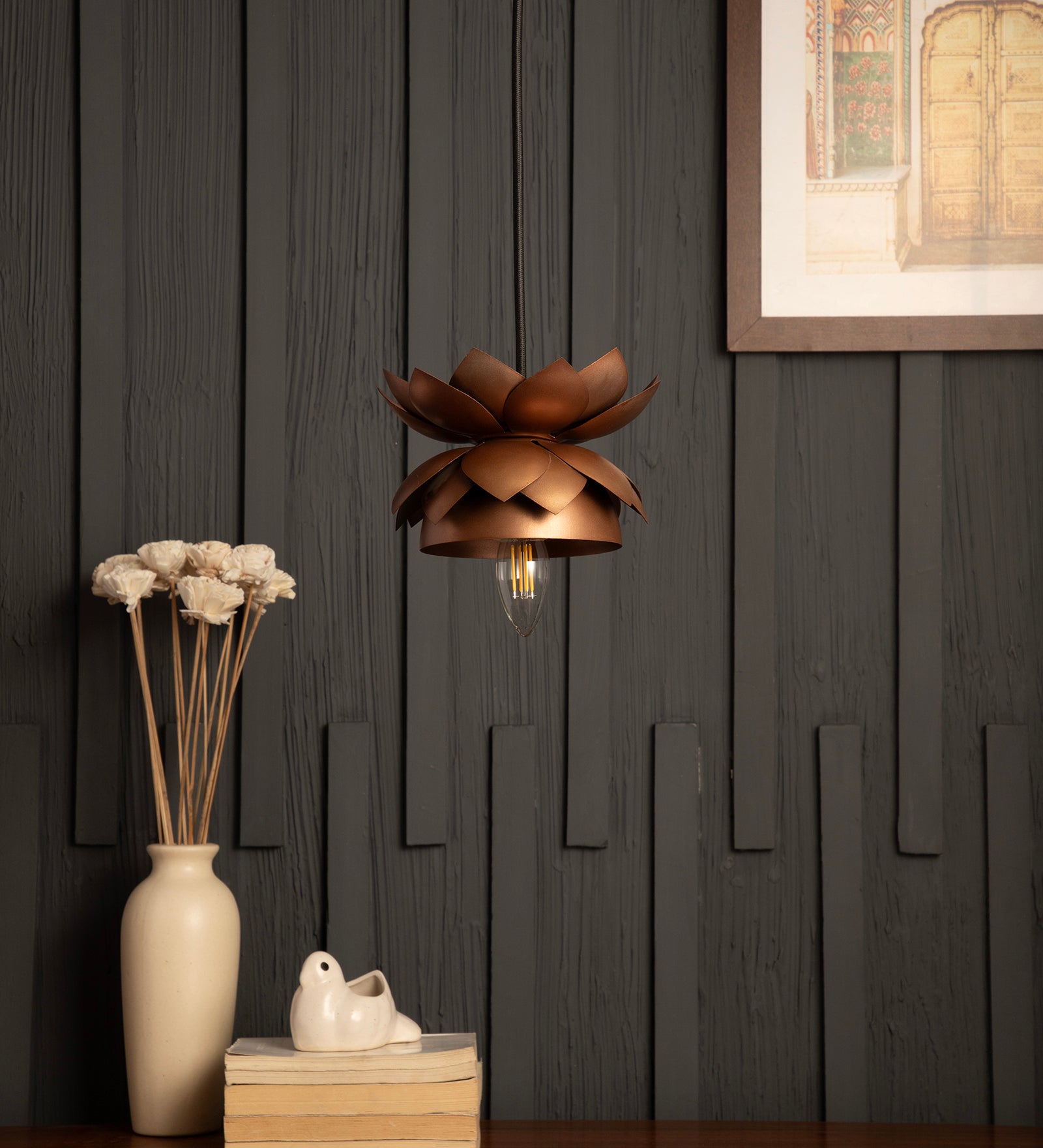 Lotus Pendant Copper Light By Shoppeefry