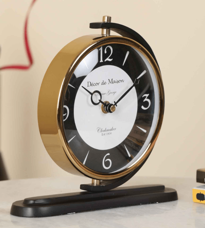 Aluminium Aleksi Table Clock Black, M.M.I. OVERSEAS