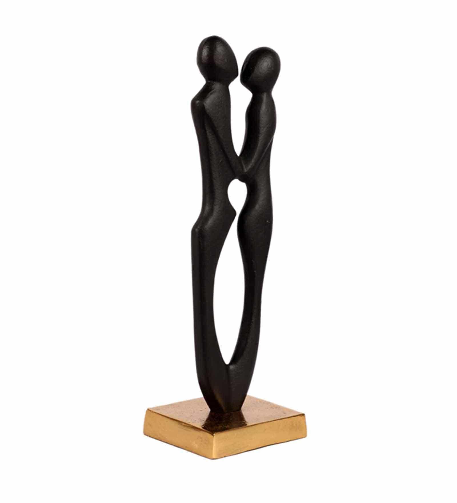 Black Couple Statue Aluminium Table Accent, - Ouch Cart