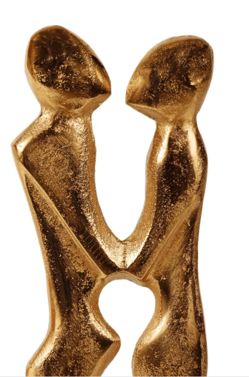Golden Couple Statue Aluminium Table Accent, - Ouch Cart