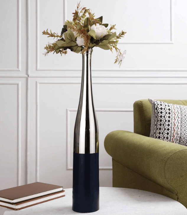 Blue And Silver Champagne Large Bottle Vase, - Ouch Cart