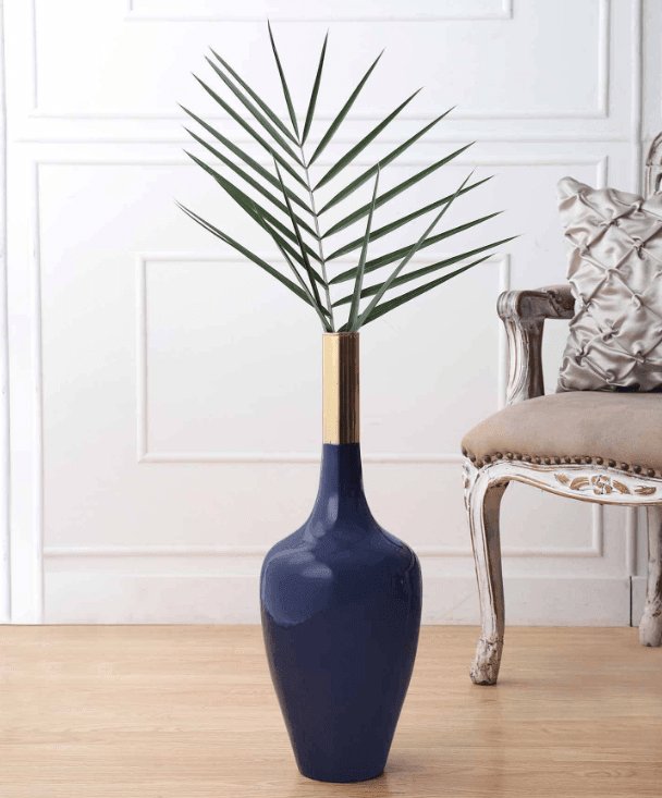 Deidra Teal Blue Brass Table Vase, - Ouch Cart