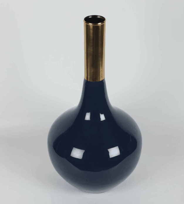 Stout Diedra Teal Blue Brass Floor Vase, - Ouch Cart