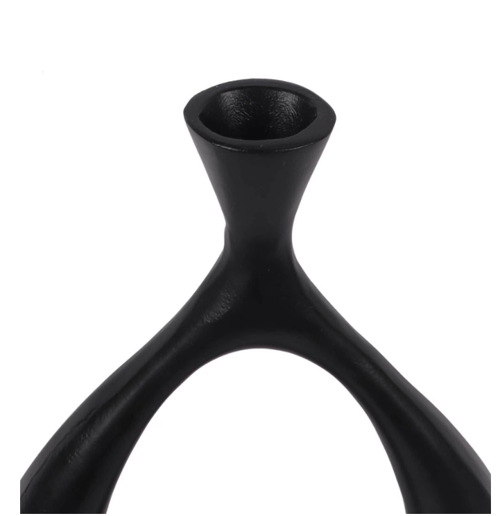 Raw Black Pendo Aluminium Oblong Table Vase In Raw Finish,