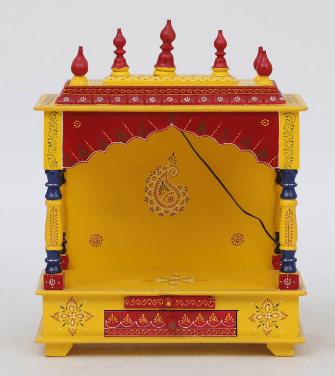 Multicolor Sheesham Wood & MDF Pooja Mandir Without Door, - Ouch Cart