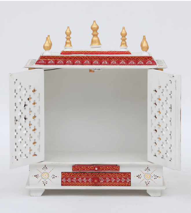 Multicolor Sheesham Wood & MDF Pooja Mandir With Door, - Ouch Cart