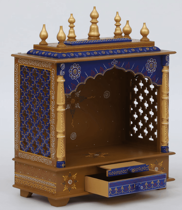 Multicolor Sheesham Wood & MDF Pooja Mandir Without Door, - Ouch Cart