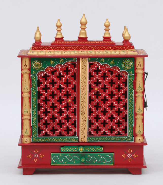 Multicolor Sheesham Wood & MDF Pooja Mandir With Door, - Ouch Cart