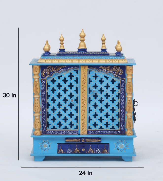 Multicolor Sheesham Wood & MDF Pooja Mandir With Door, - Ouch Cart