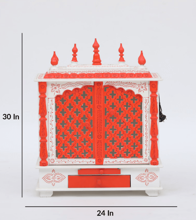 Multicolor Sheesham Wood & MDF Pooja Mandir With Door, - Ouch Cart