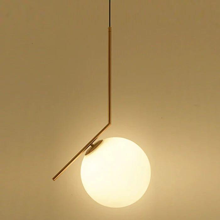 Elegant Modern Led Pendant Round Ball Lights In Glass & Gold Metal - Ouch Cart
