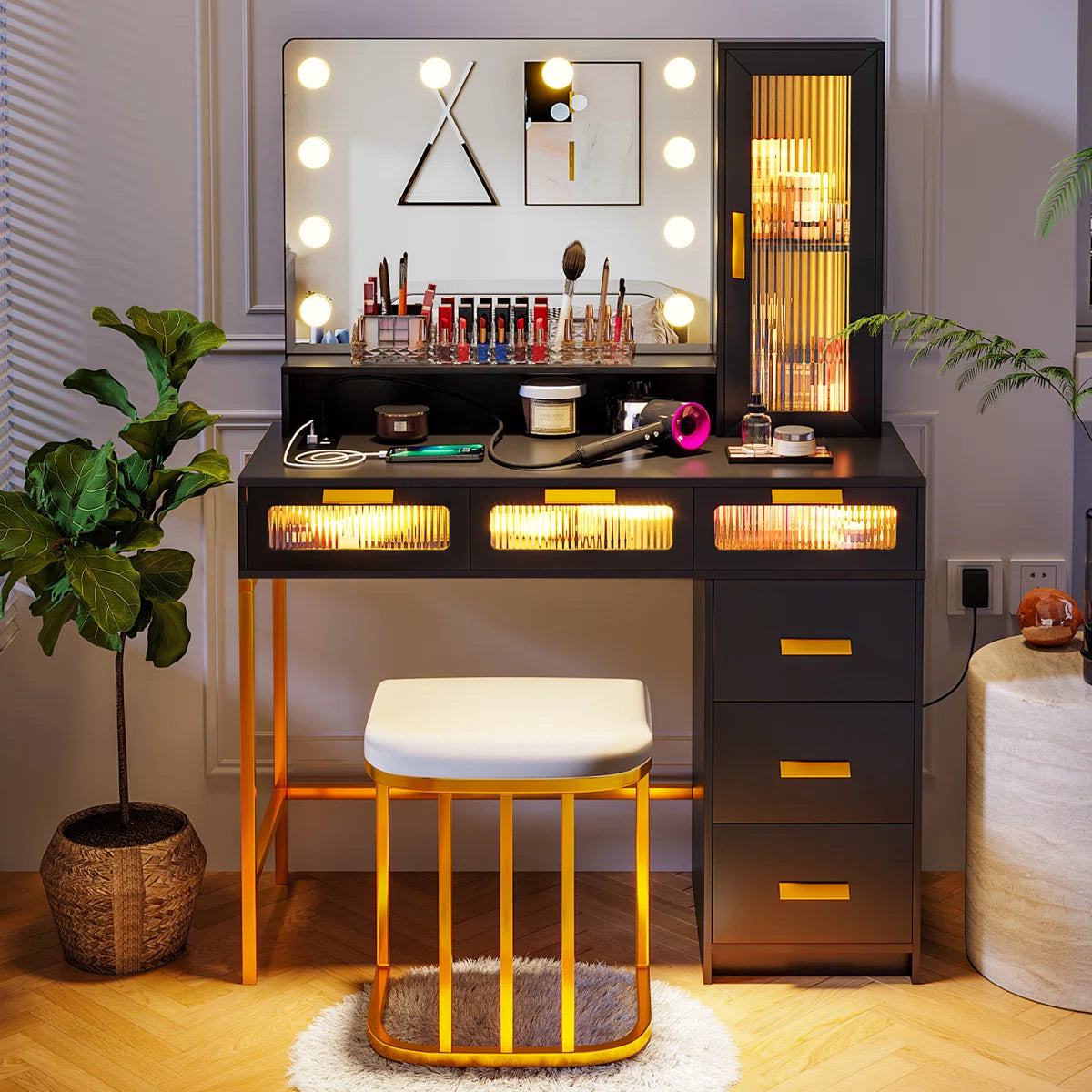 Seandell Vanity Desk for Bedroom with Mirror and Elegant Design-OUCH CART | Dressing table