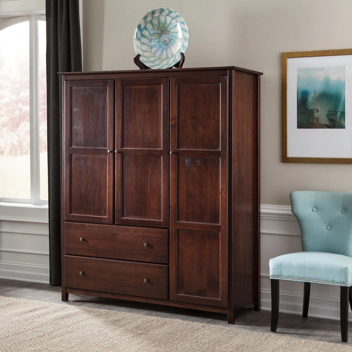 Contemporary Shaker Solid Wood Wardrobe Armoire