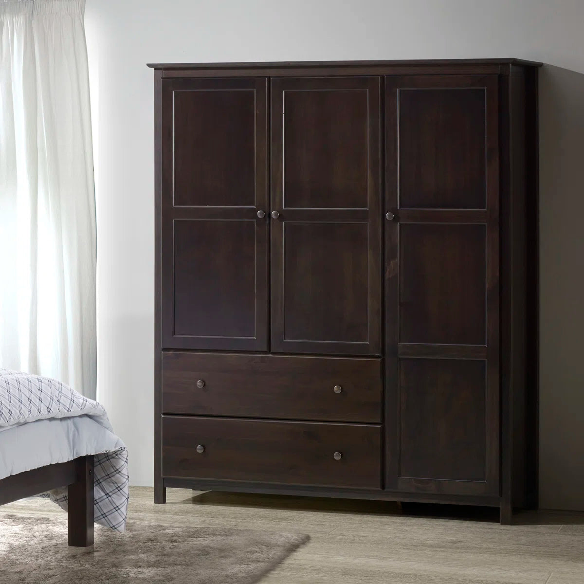Contemporary Shaker Solid Wood Wardrobe Armoire