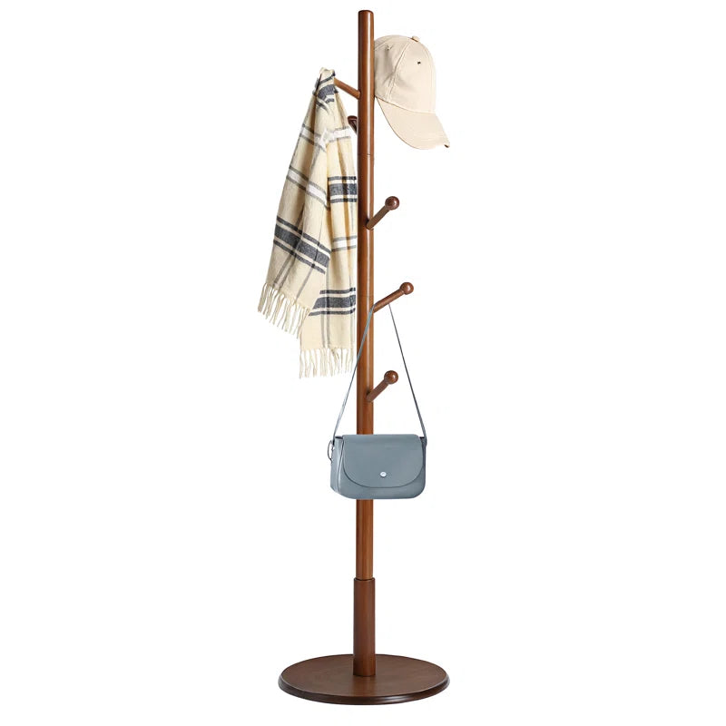Ouch Cart Solid Wood 7-Hook Freestanding Coat Rack | Stylish Clothes & Hat Stand
