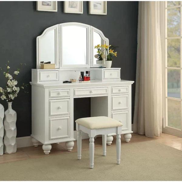 Zoomen Drop Vanity modern dressing table designs for bedroom with miroor with stool - Ouch Cart