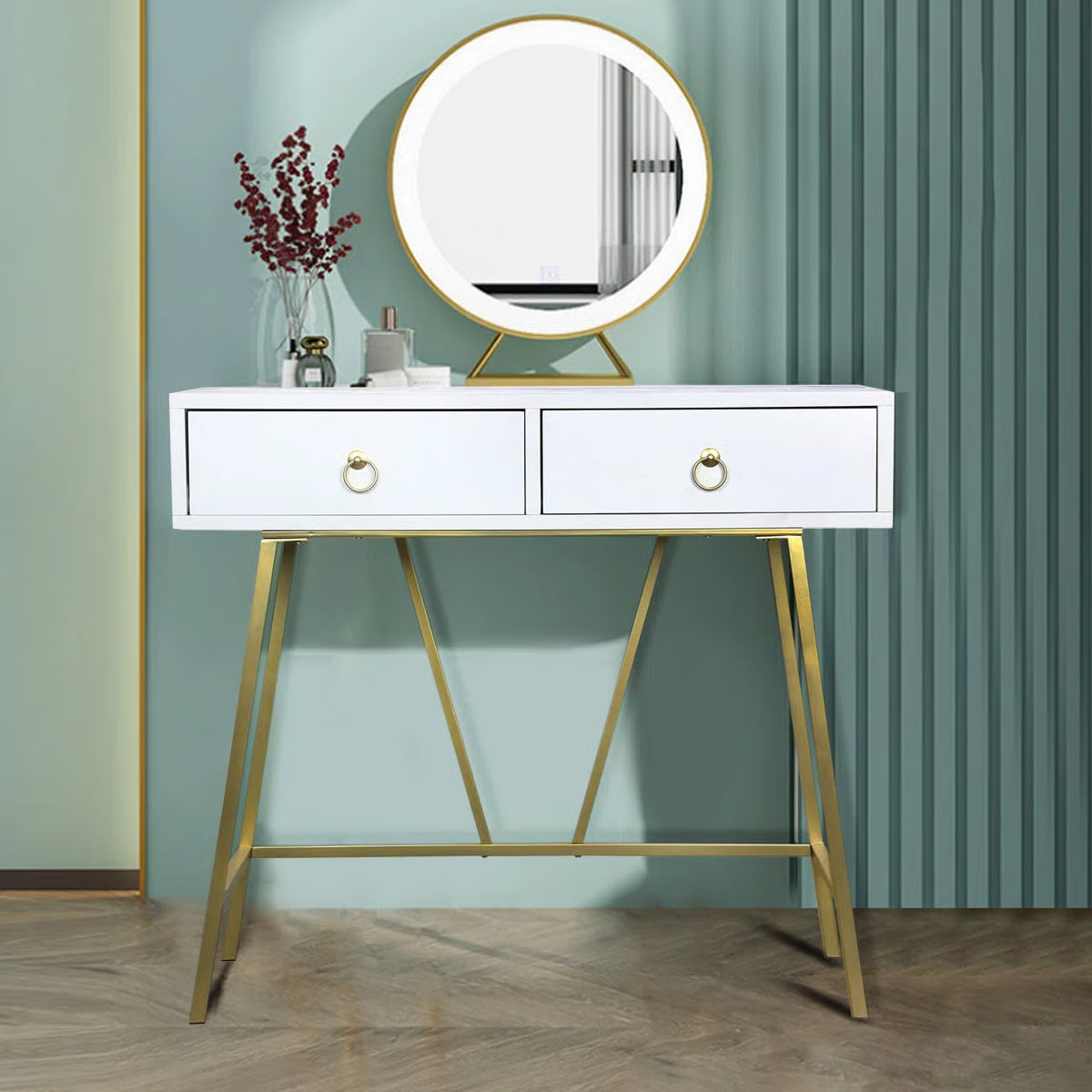 Siilata White Makeup Vanity Table with Storage Drawer and Writing Desk Function- OUCH CART | Dressing table