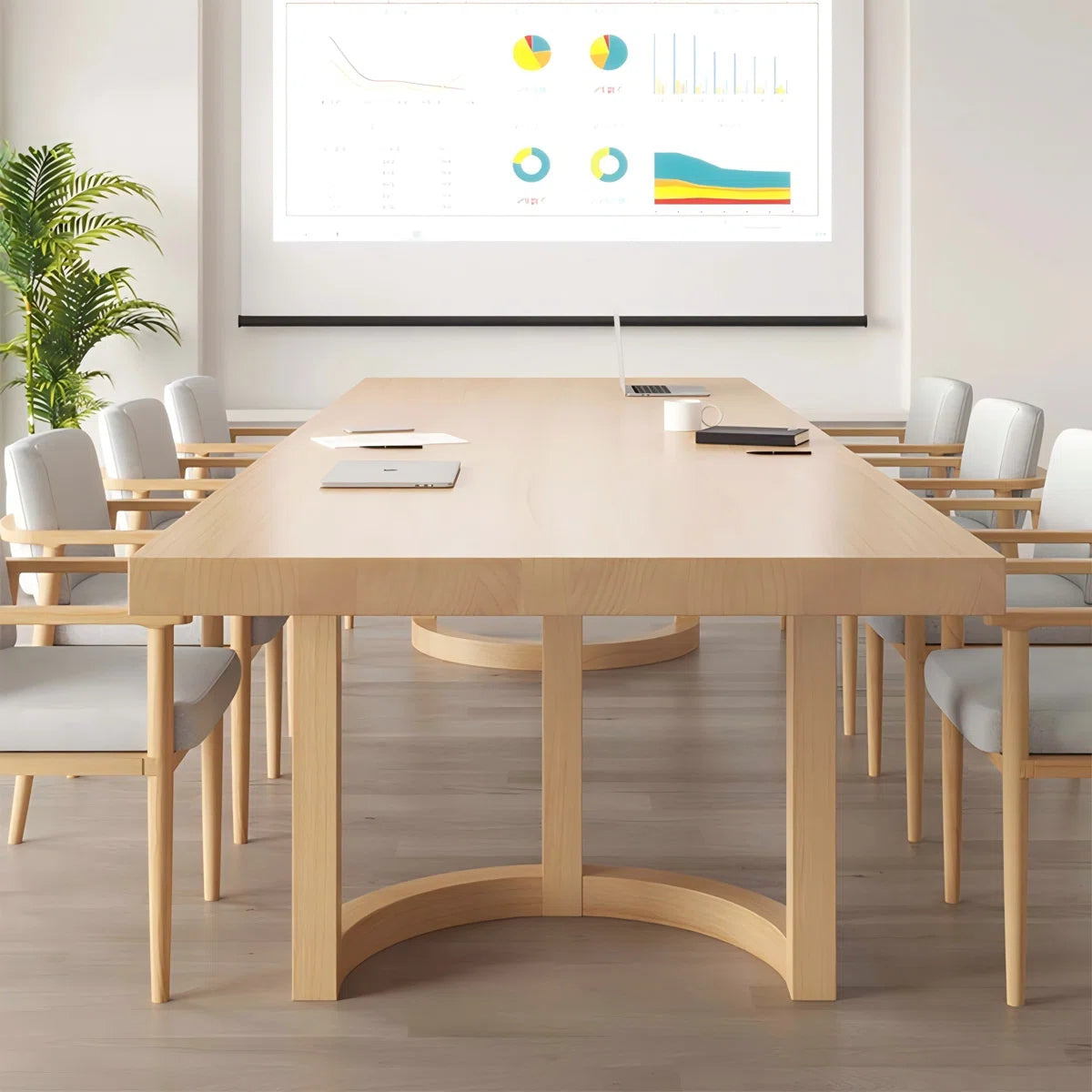 Simple Rectangular Solid Wood Conference Table