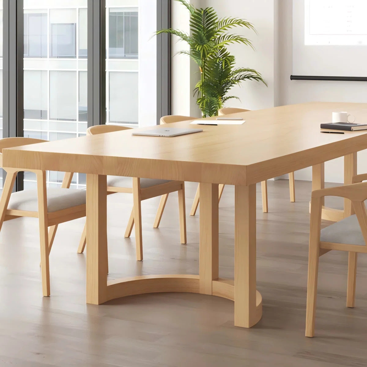 Simple Rectangular Solid Wood Conference Table