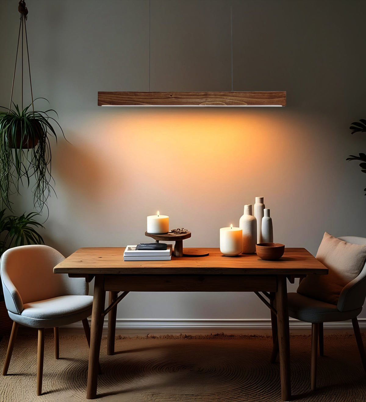 Slimline 36 Brown Wooden LED Hanging Lamp Ouch Cart