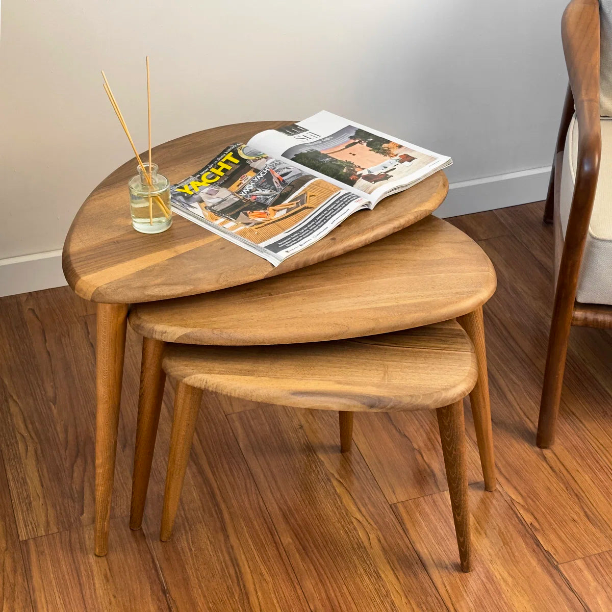Solid Wood 3 Legs Nesting Tables -OUCH CART |  Center 
table