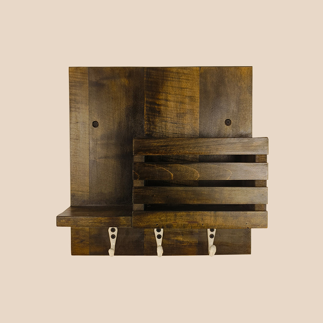 Somerset Wooden Wall Shelf Organiser with Key Holders