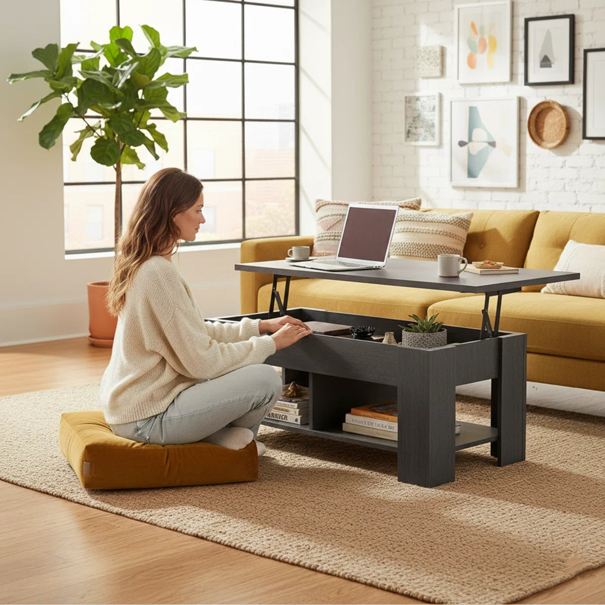 Sparta Lift Top Coffee Table With Storage OUCH CART