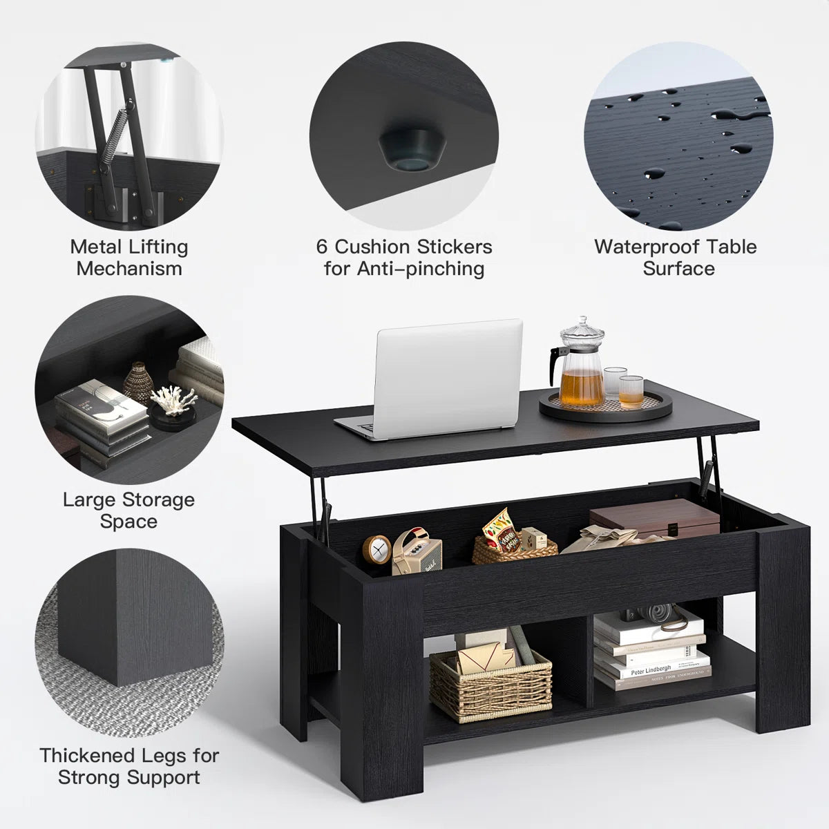 Sparta Lift Top Extendable Coffee Table With Storage