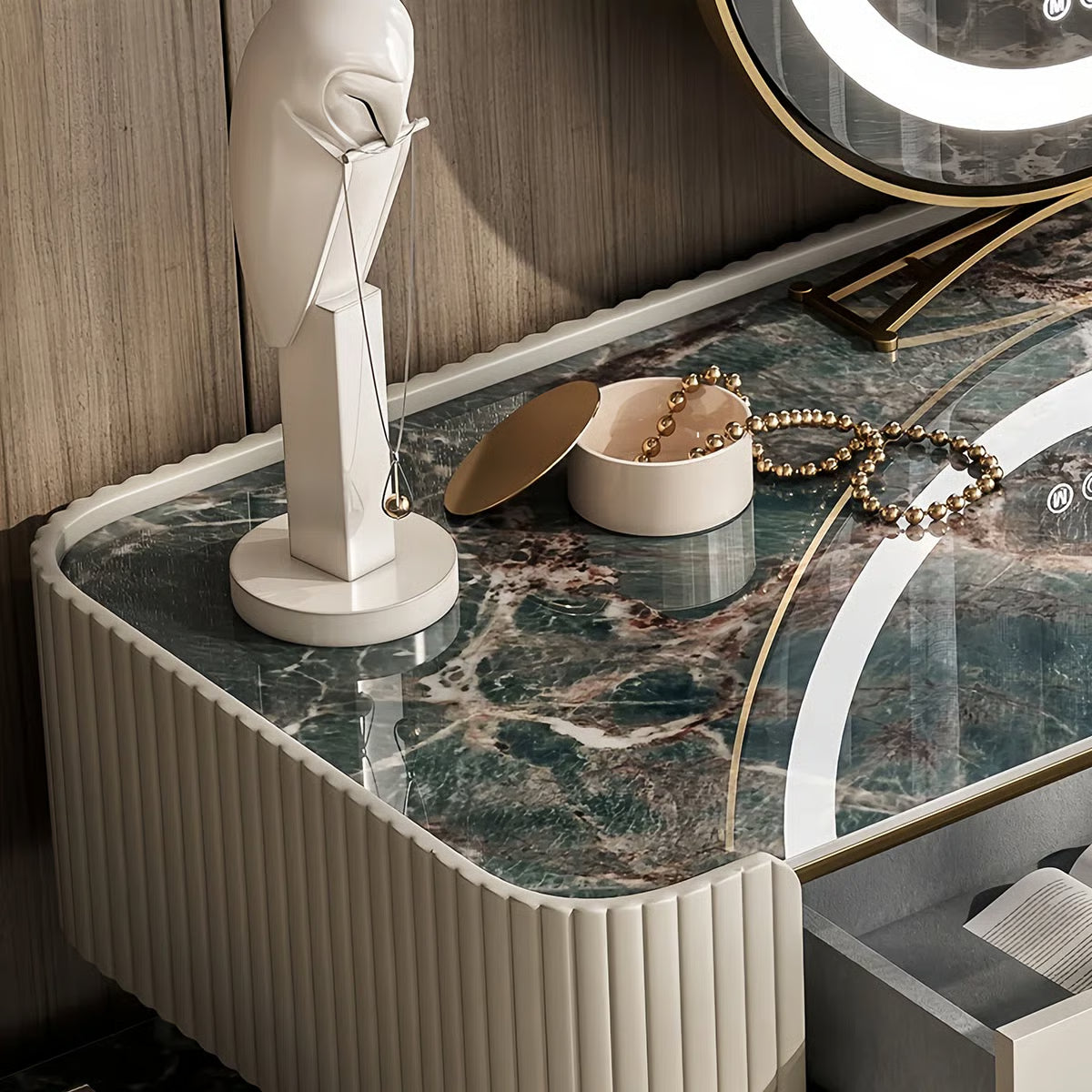 Elegant Stoicu Vanity Desk – Mirror and Ample Storage Space-OUCH CART |Dressing table