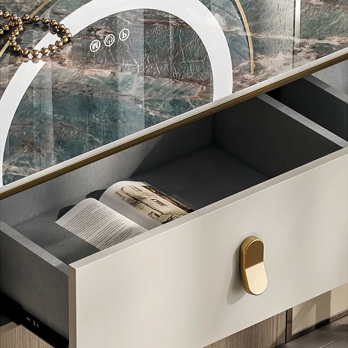 Elegant Stoicu Vanity Desk – Mirror and Ample Storage Space