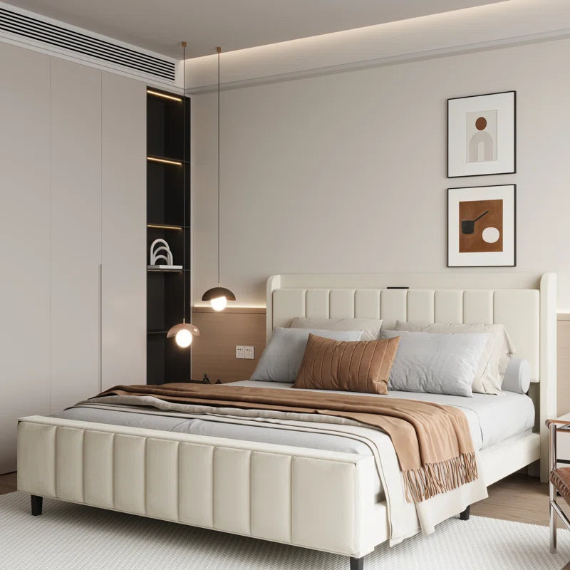 Stubbeman Upholstered Wingback Bed