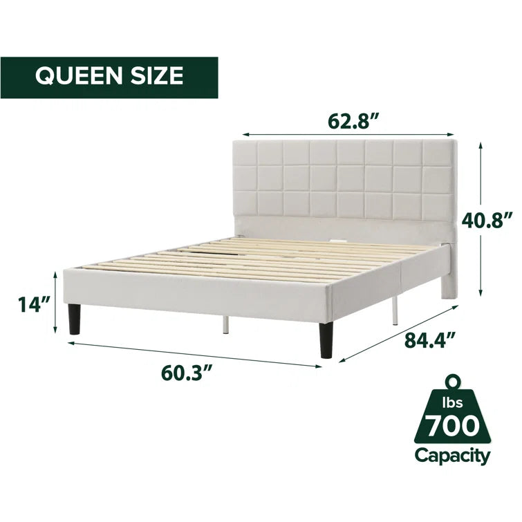 Contemporary Modern Upholstered Platform Bed OUCH CART
