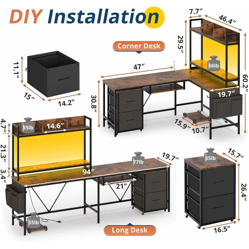 66.7"W L-Shaped Computer Desk Corner Desk